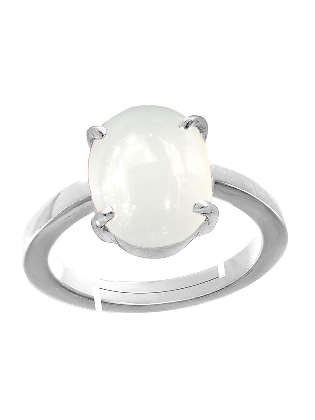 RRVGEM 6.50 KT Unheated Rainbow MoonStone Silver Plated Ring
