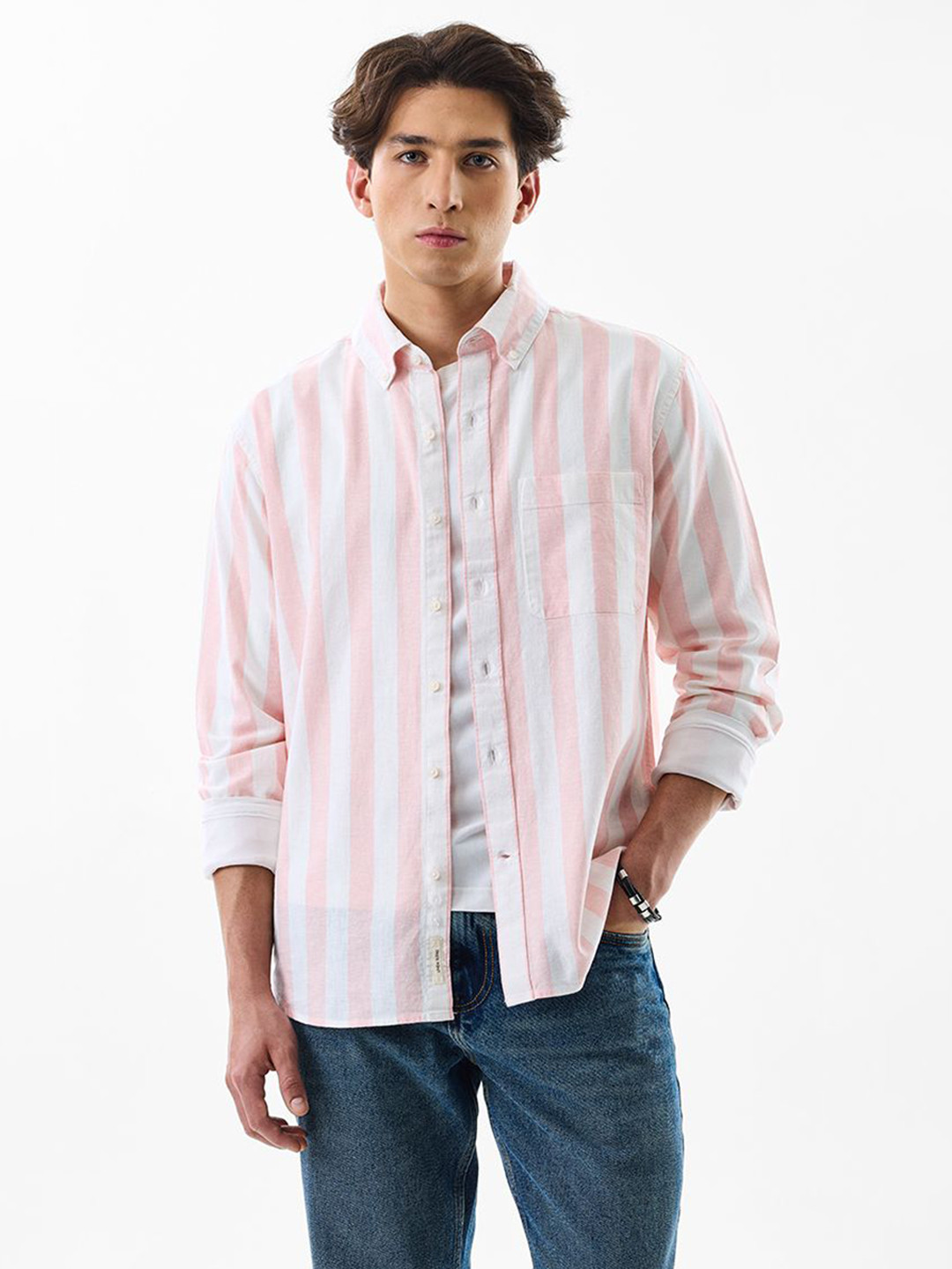 Snitch Multi Striped Cotton Linen Casual Shirt