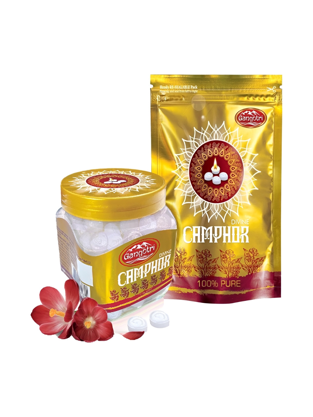 Gangotri Set Of 2 Camphor Jar 250 gm & Pouch 100 Gm