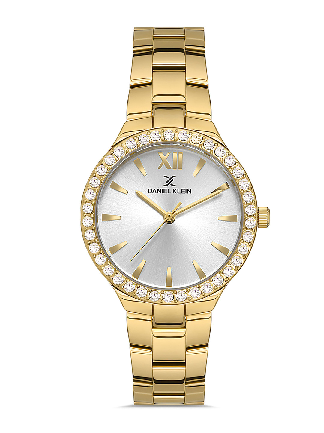 Daniel Klein Premium Women Silver Dial & Gold-Toned Strap Analogue Watch DK.1.13205-3