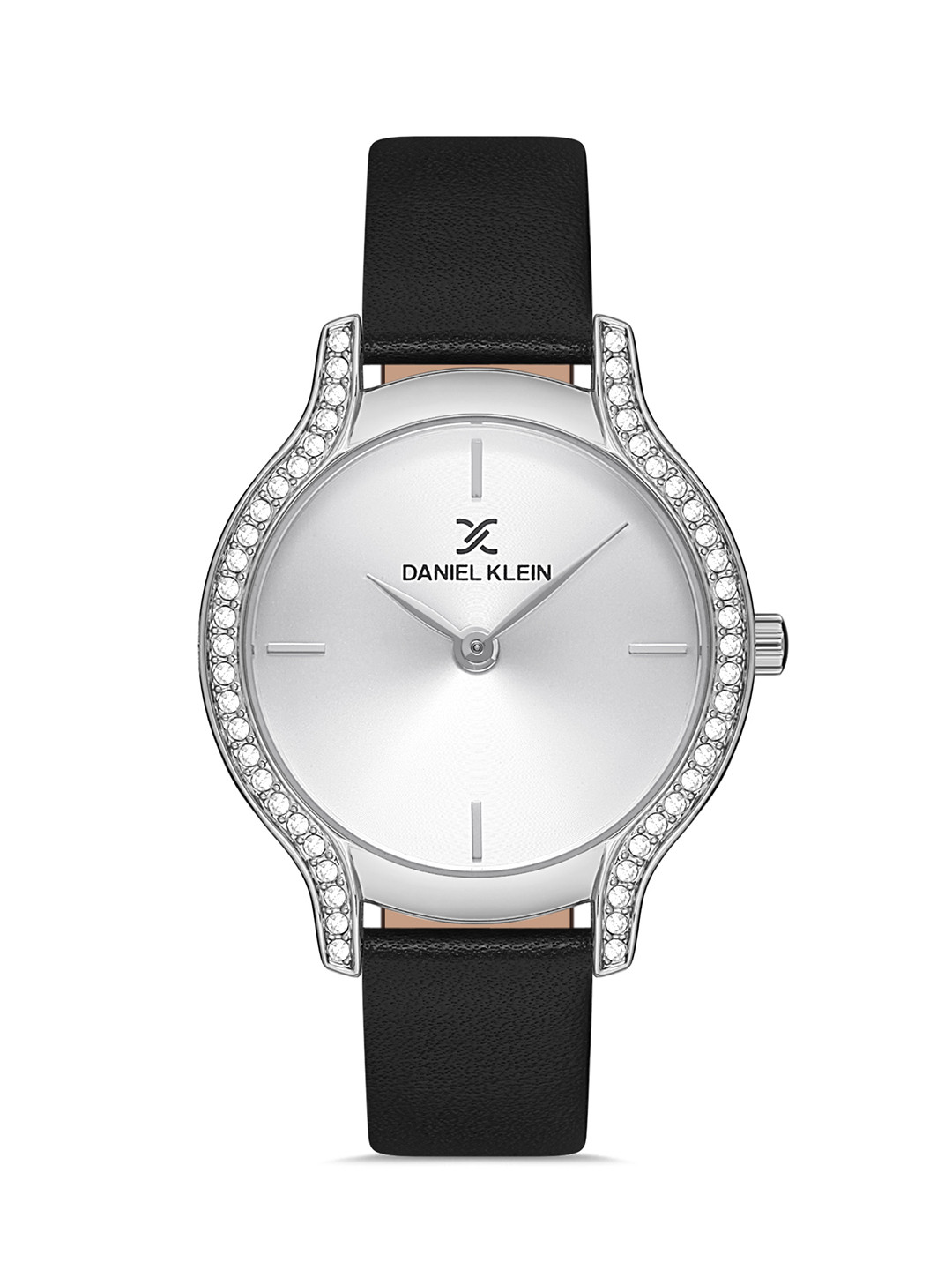 Daniel Klein Women Silver-Toned Dial & Black Leather Strap Analogue Watch DK 1 13209-1