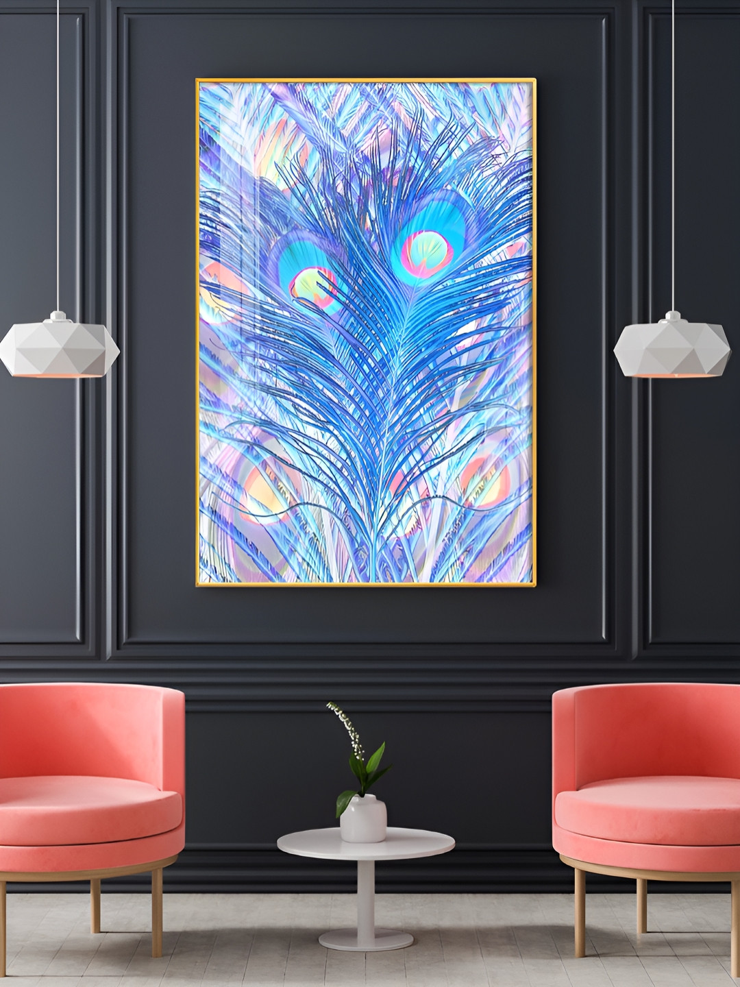 THE NEXT DECOR Majestic Plumage Plastic Ethnic Motifs Glossy Hall Wall Hangings-18In