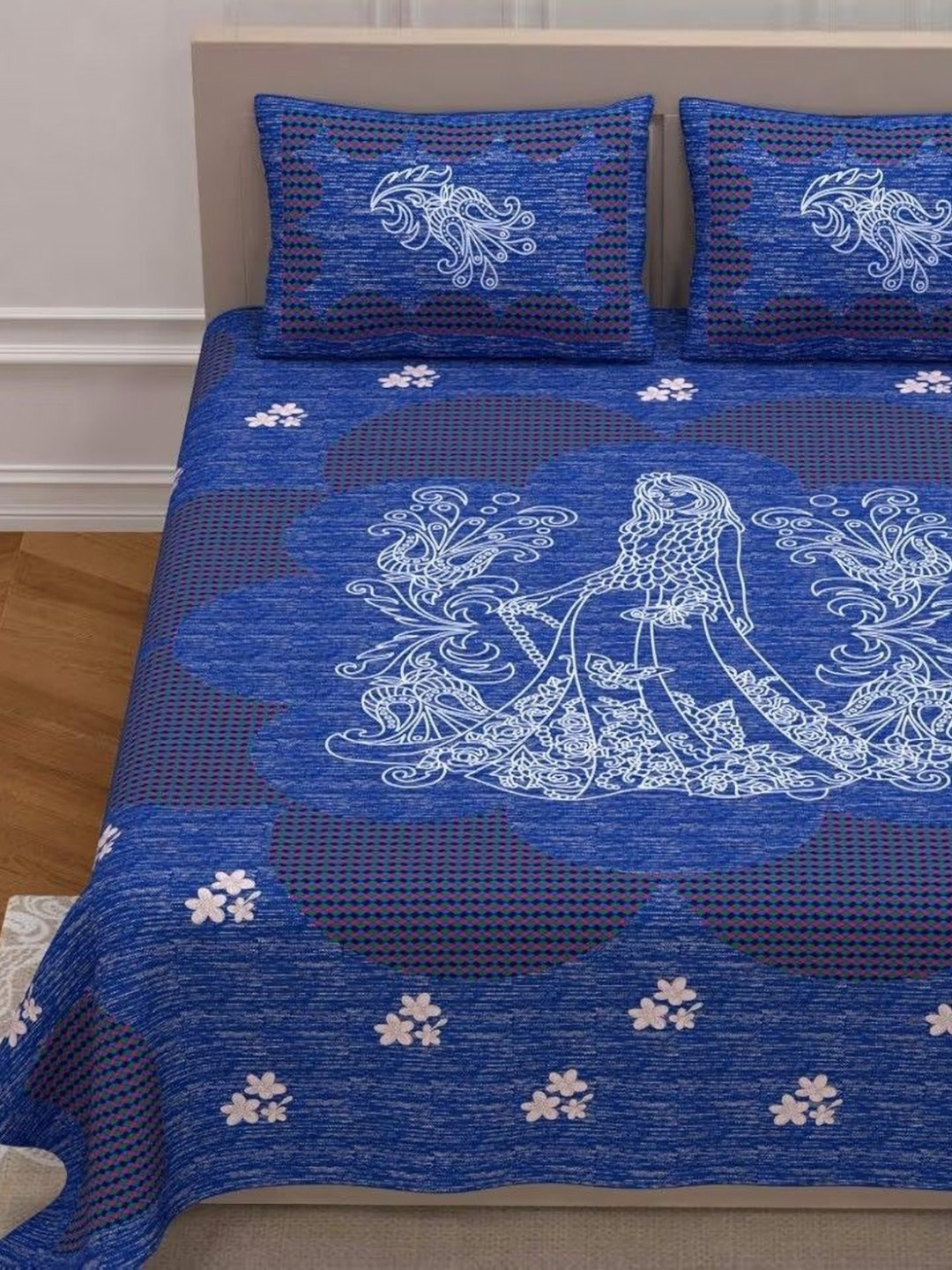 Bedbathandbliss Cotton Collection Pink Paisley Cotton 300 TC King Superfine Bedsheet with 2 Pillow Covers-108 x 108 inches