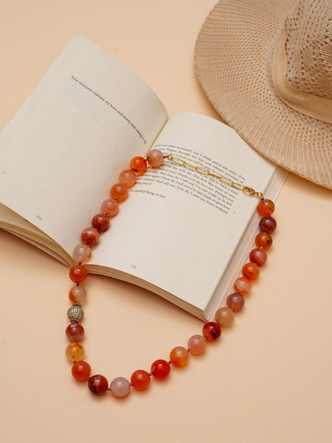 Basraa Ember Agate Beaded Necklace