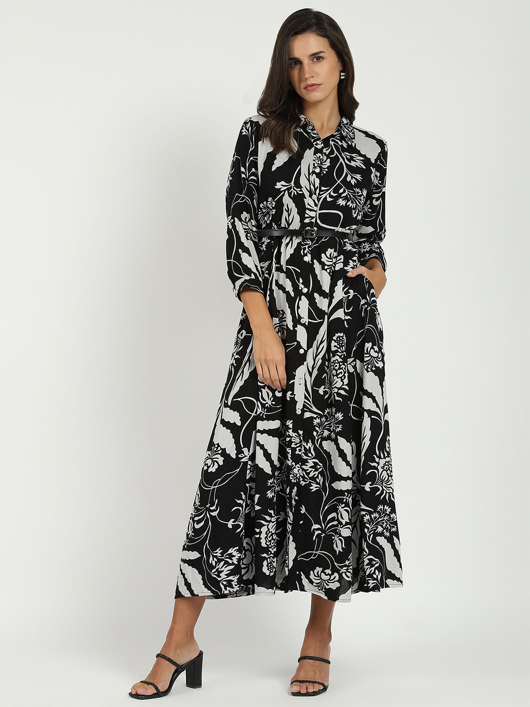 Me&I Women Print Fit & Flare Maxi Dress