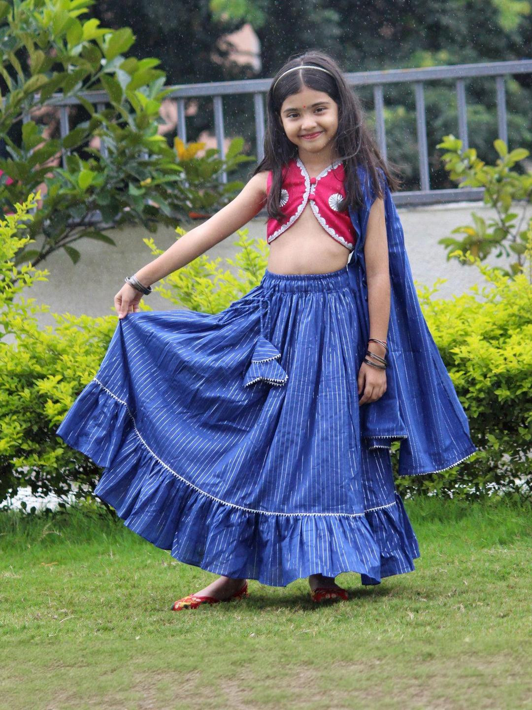 Mamma's Bear Girls Embellished Ready to Wear Lehenga & Blouse With Dupatta