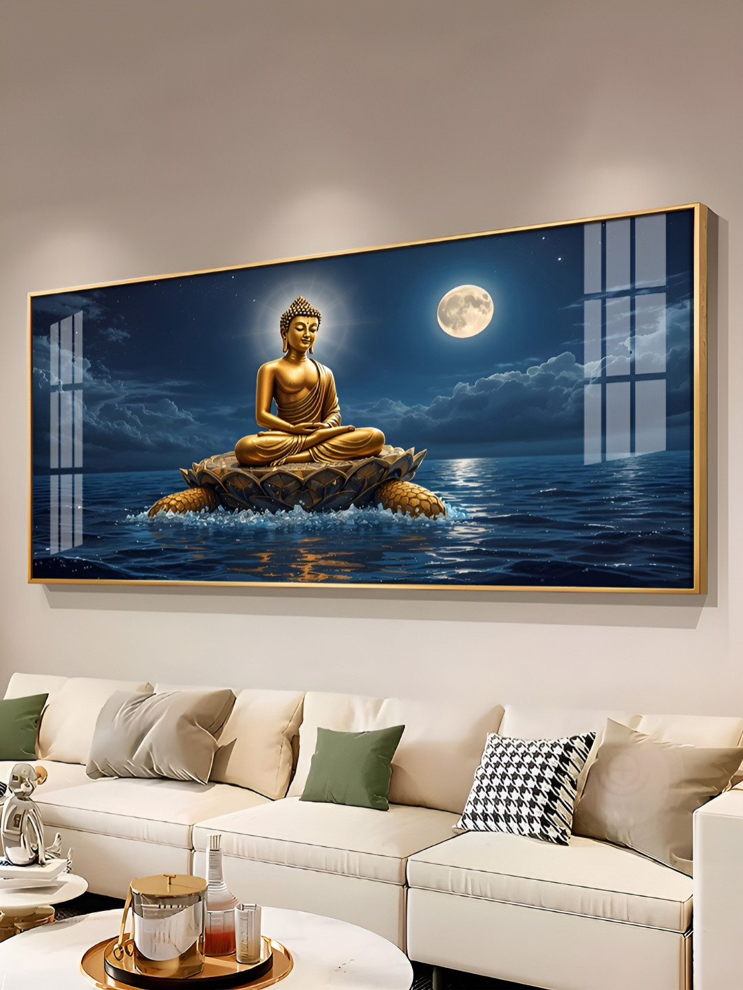 THE NEXT DECOR Buddha Sitting Peacfully Plastic Glossy Spiritual Wall Decor-12In