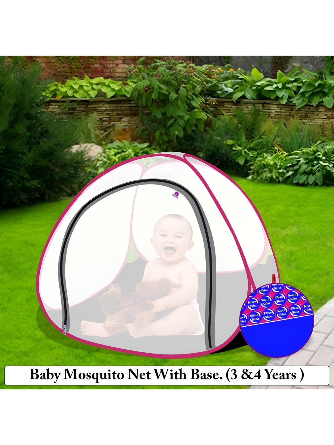 Silver Shine White Polyester Crib Mosquito Nets
