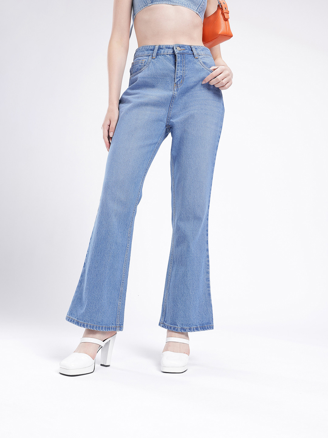 glitchez Women Light Shade Bootcut Light Fade Jeans