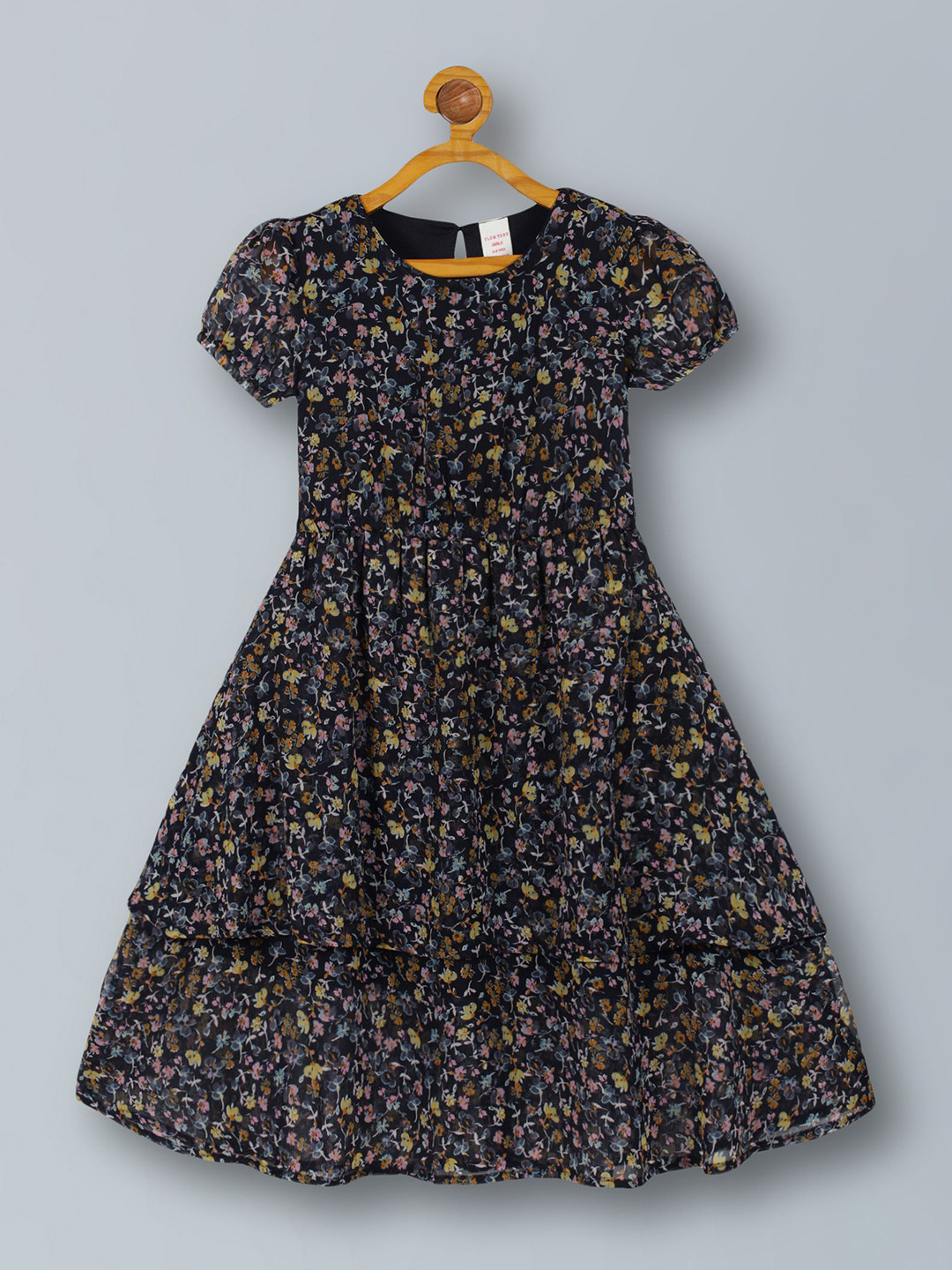 PLUM TREE Girls Floral Printed Round Neck Fit & Flare Maxi Dress