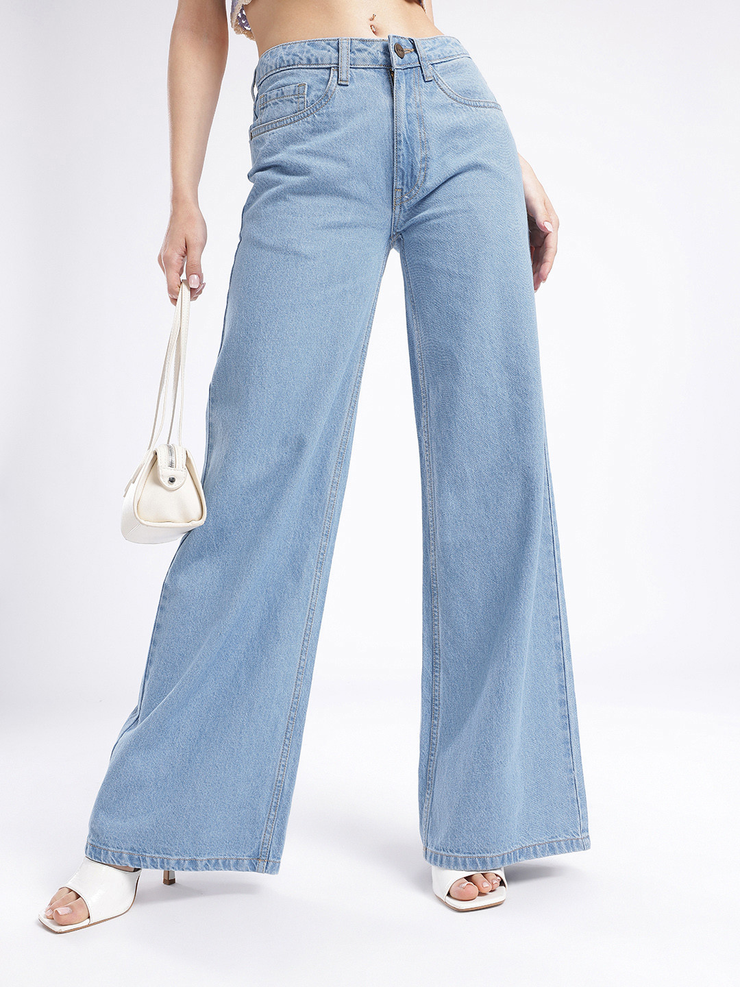 glitchez Women Light Shade Wide Leg Jeans