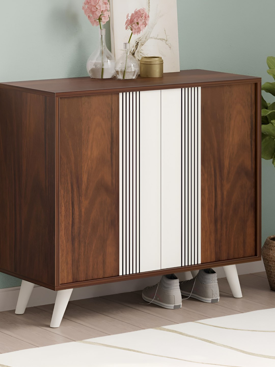 bluewud Brown 3 Shelves Shoe Rack