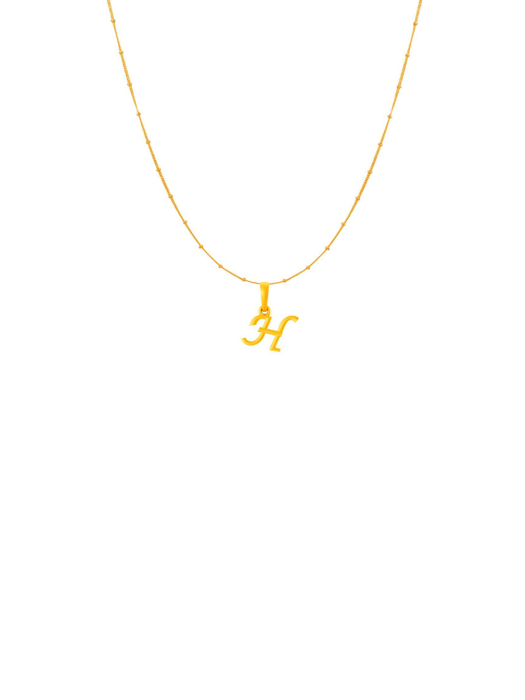 AKSHAT SAPPHIRE 92.5 Silver 22KT Gold Plated H Alphabet Pendant With Ball Chain