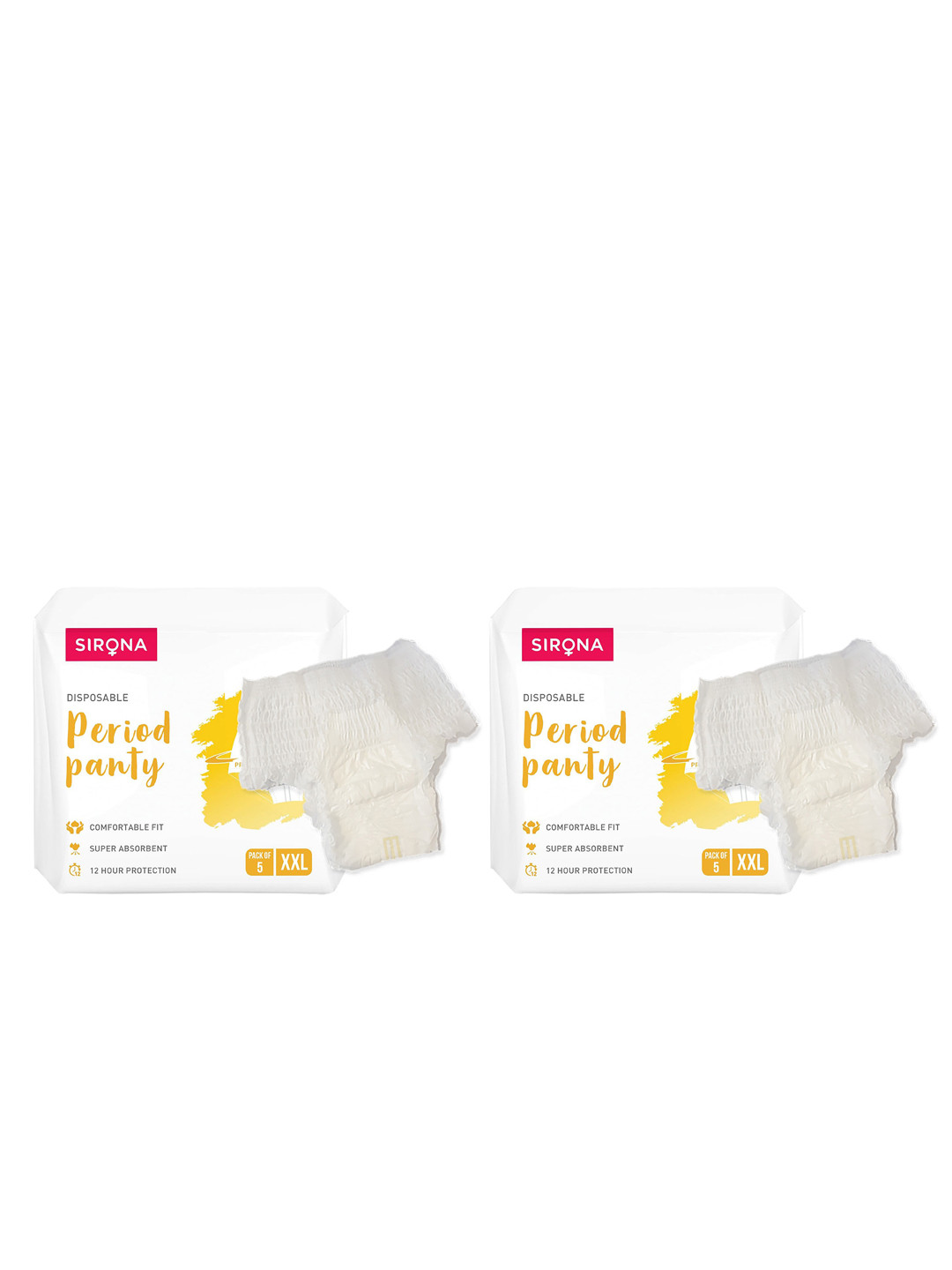 Sirona Set of 2 Disposable Period Panties 2XL - 5 Pads Each