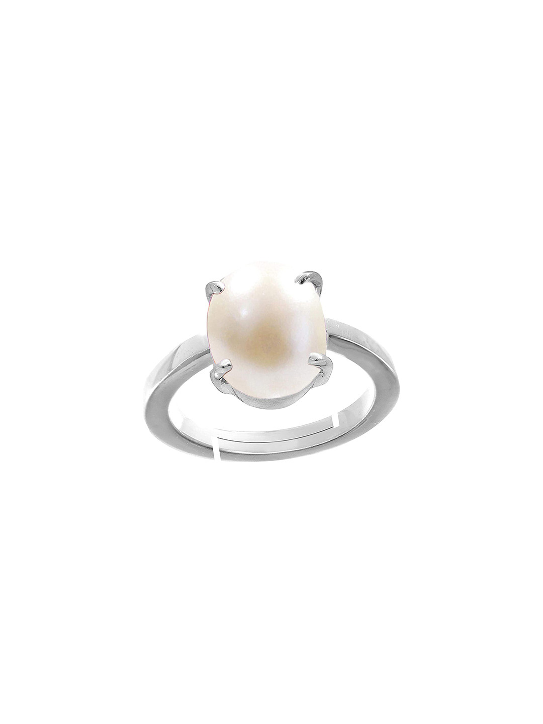 RRVGEM 7.25 Ratti 6.70 KT White Moti Pearl Loose Gemstone Ring