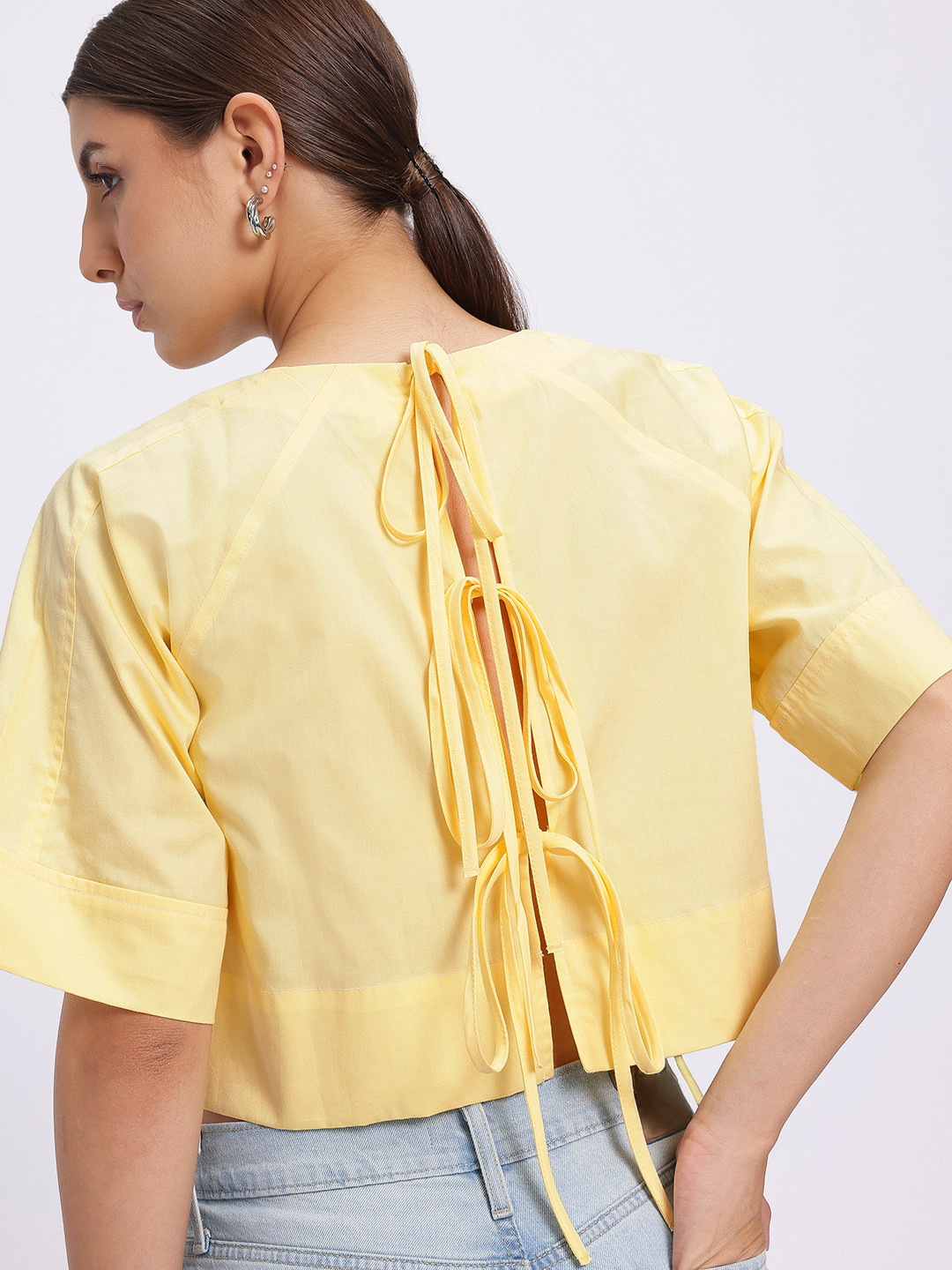 glitchez Tie-Up Back Boxy Fit Crop Top