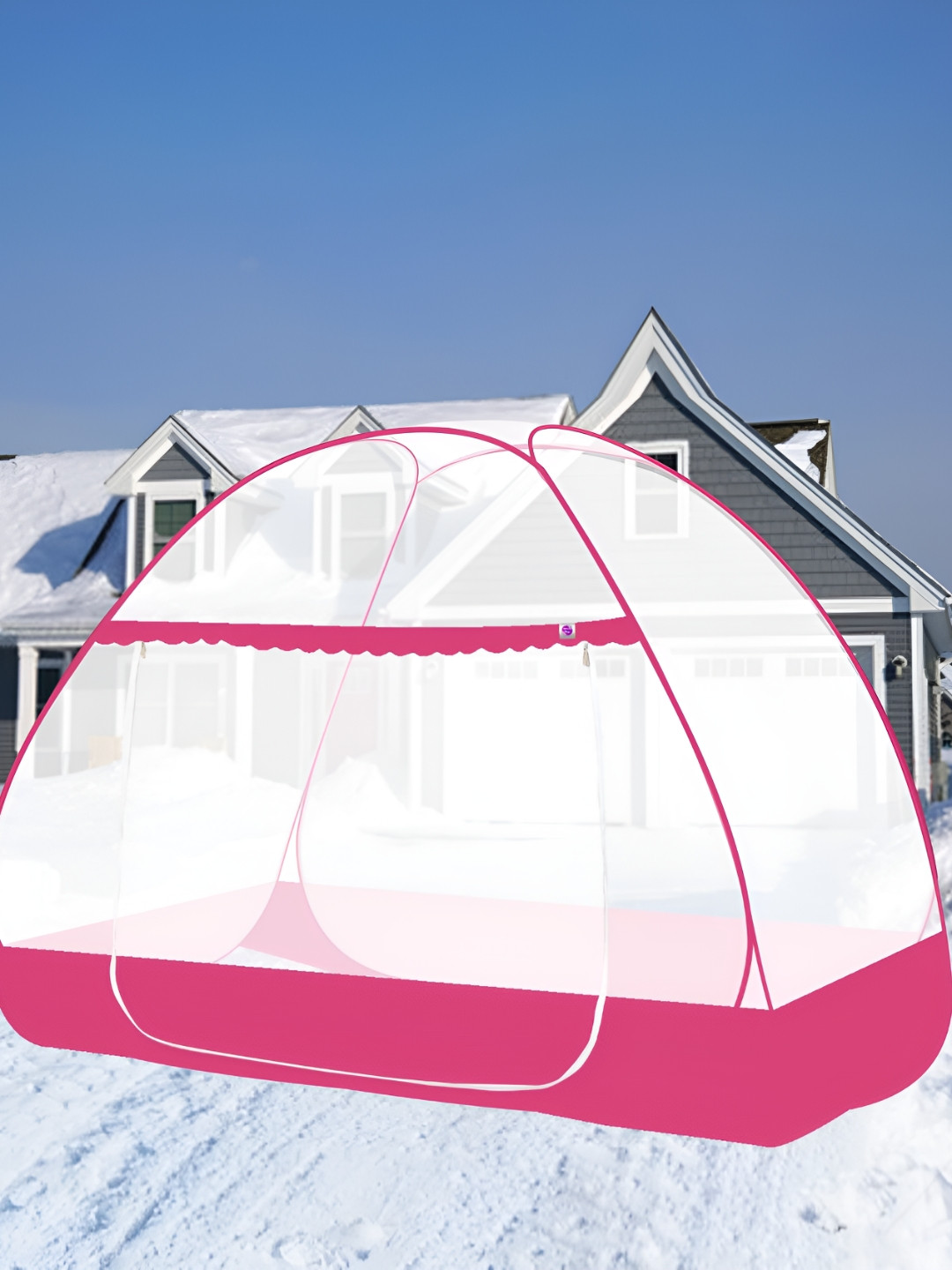 Silver Shine White Polyester Single Mosquito Nets