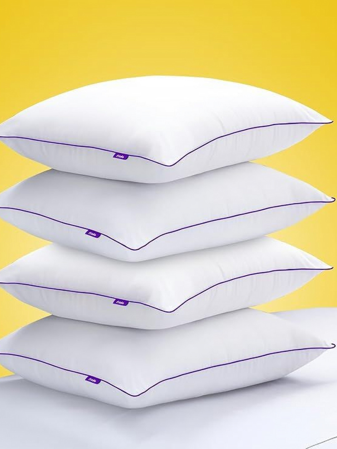 FRIDO Ultimate Cozy White Solid Faux Velvet Ultra Soft Set of 4 Ultra Soft Memory Foam Sleep Pillow-66 x 43 cm