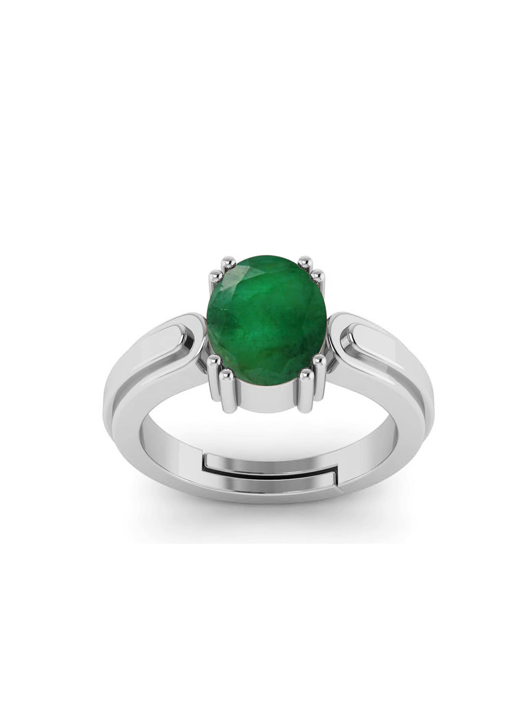 RRVGEM 8.00 KT Emerald Ring Silver Plated Ring