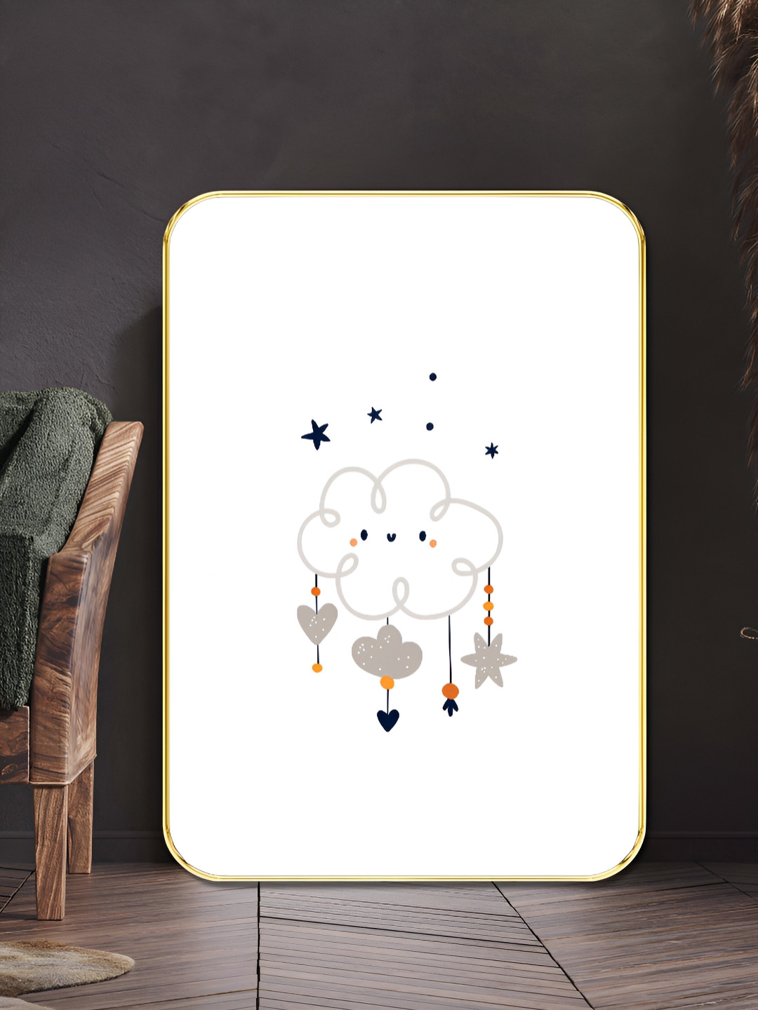 Myntra Elegant Homes White & Grey Happy Cloud Nursery Wooden Wall Art