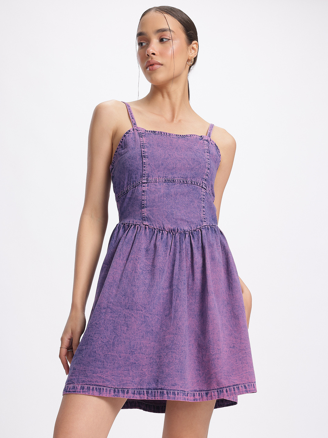 glitchez Denim Fit & Flare Dress