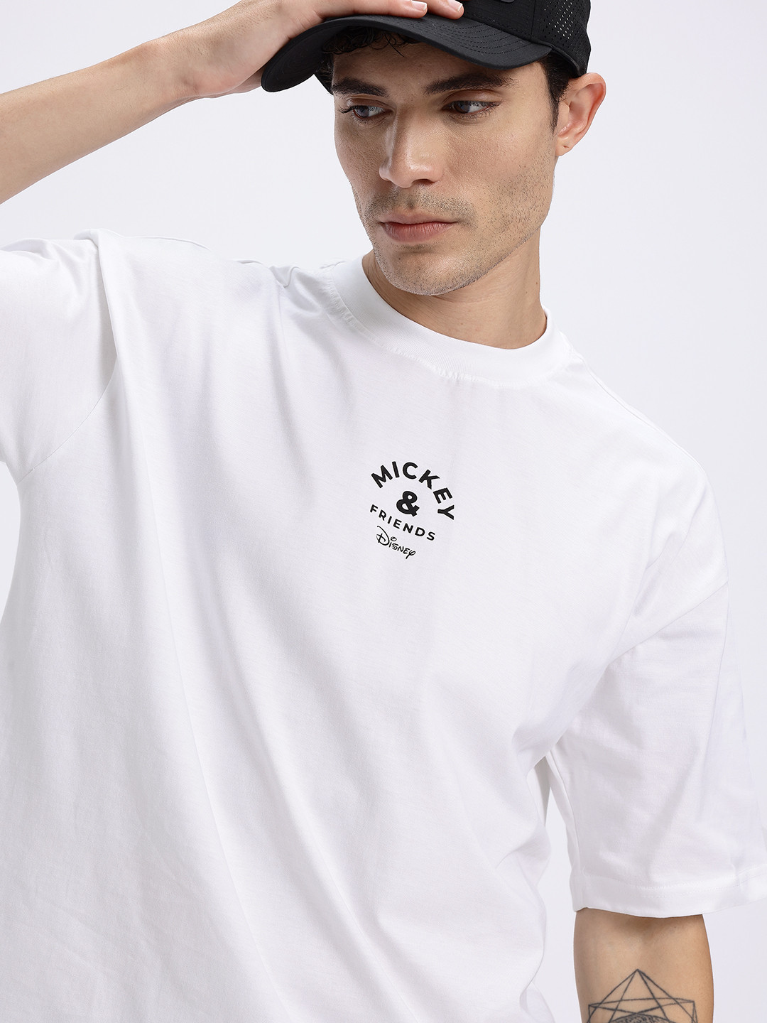 Disney by Glitchez Typography Printed Mickey Mouse Oversized T-shirt