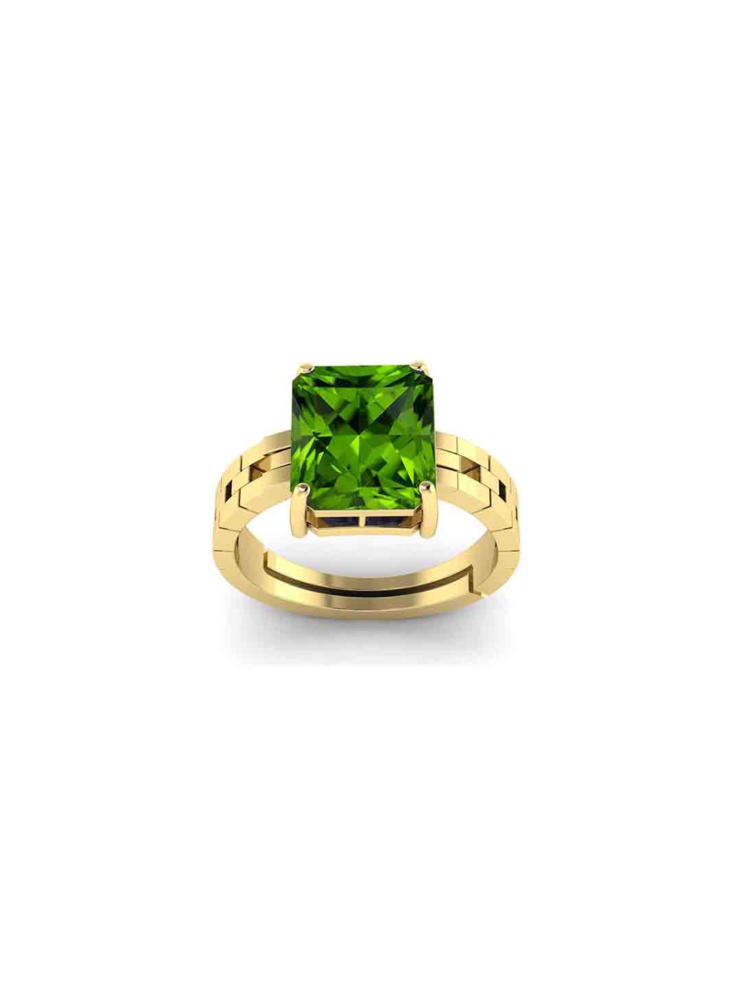 RRVGEM 2.25 Ratti Peridots Stone Gold Plated Brass Ring