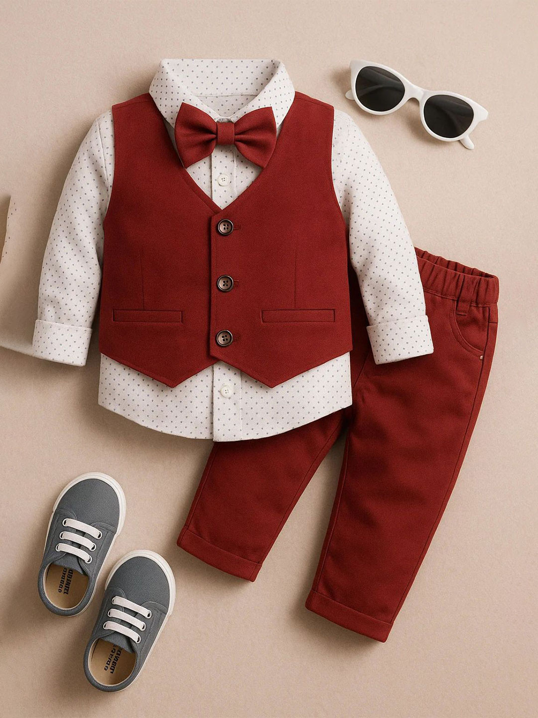 TOGEPI Boys Pure Cotton 3-Piece Suits