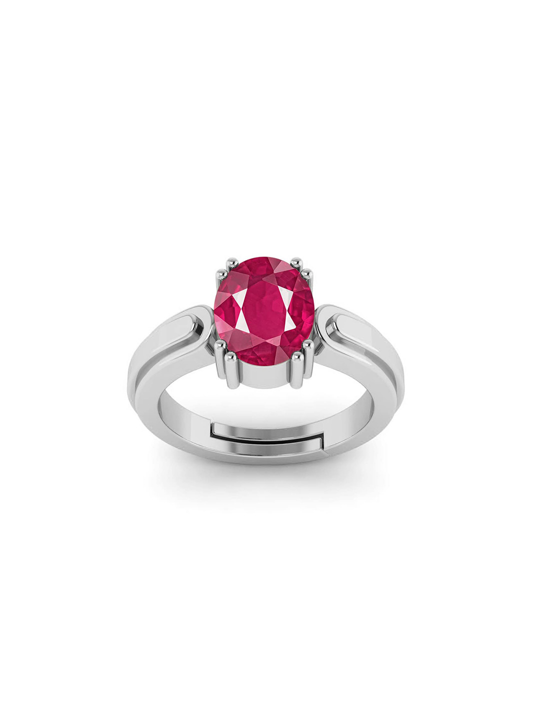 RRVGEM Silver Plated 3.25 Ratti 3.00 KT Ruby Adjustable Ring