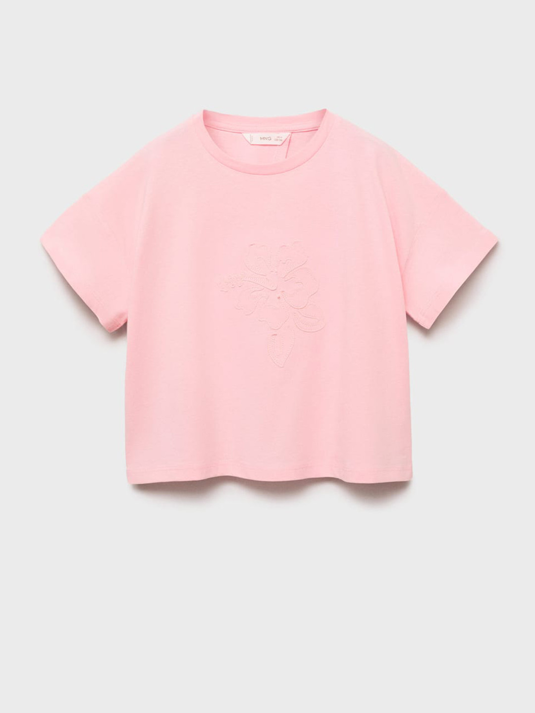 Mango Kids Girls Pure Cotton Applique T-Shirt With Styled Back