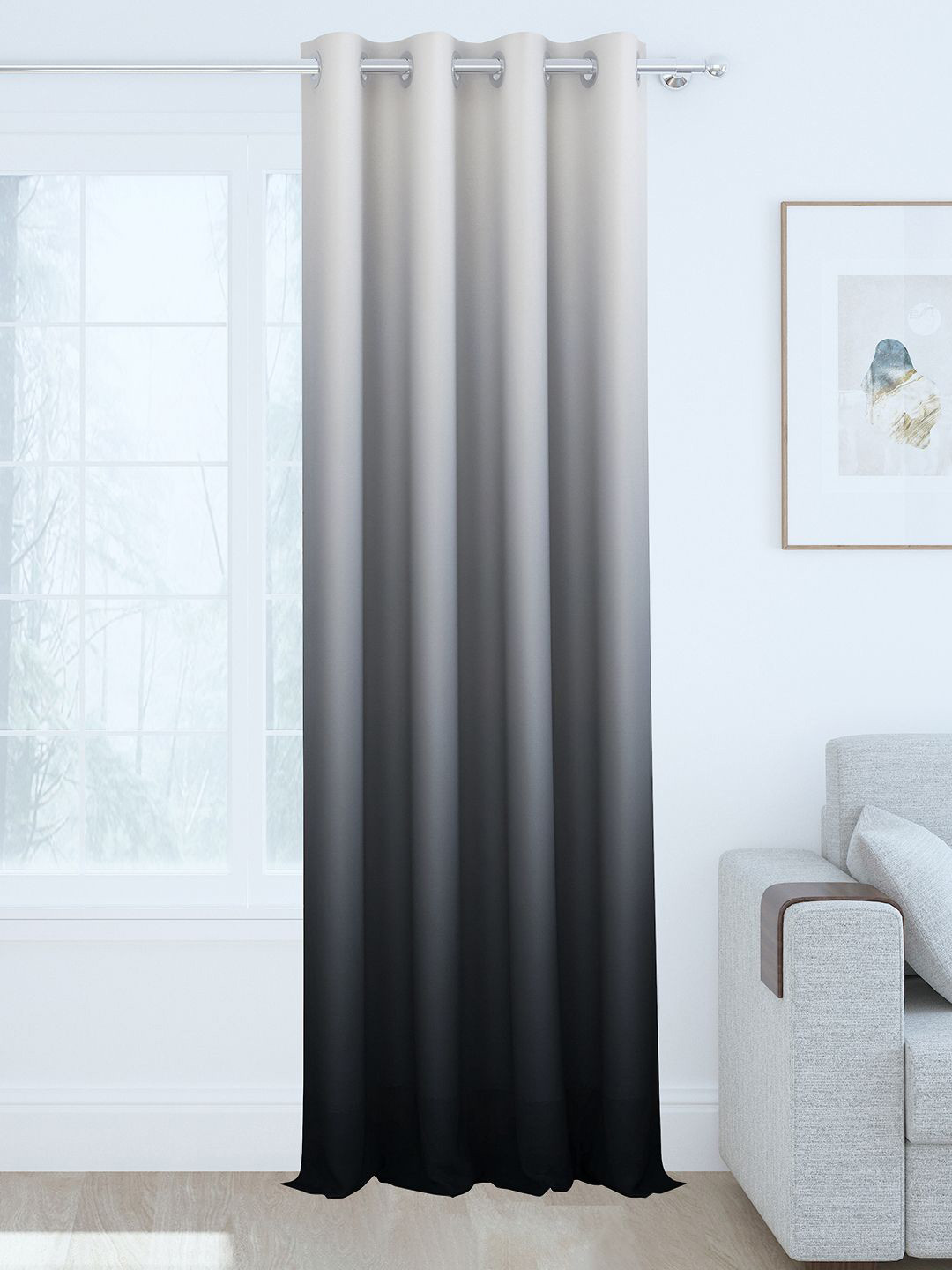 Story@home Grey & Black Colourblocked Room Darkening Door Curtain
