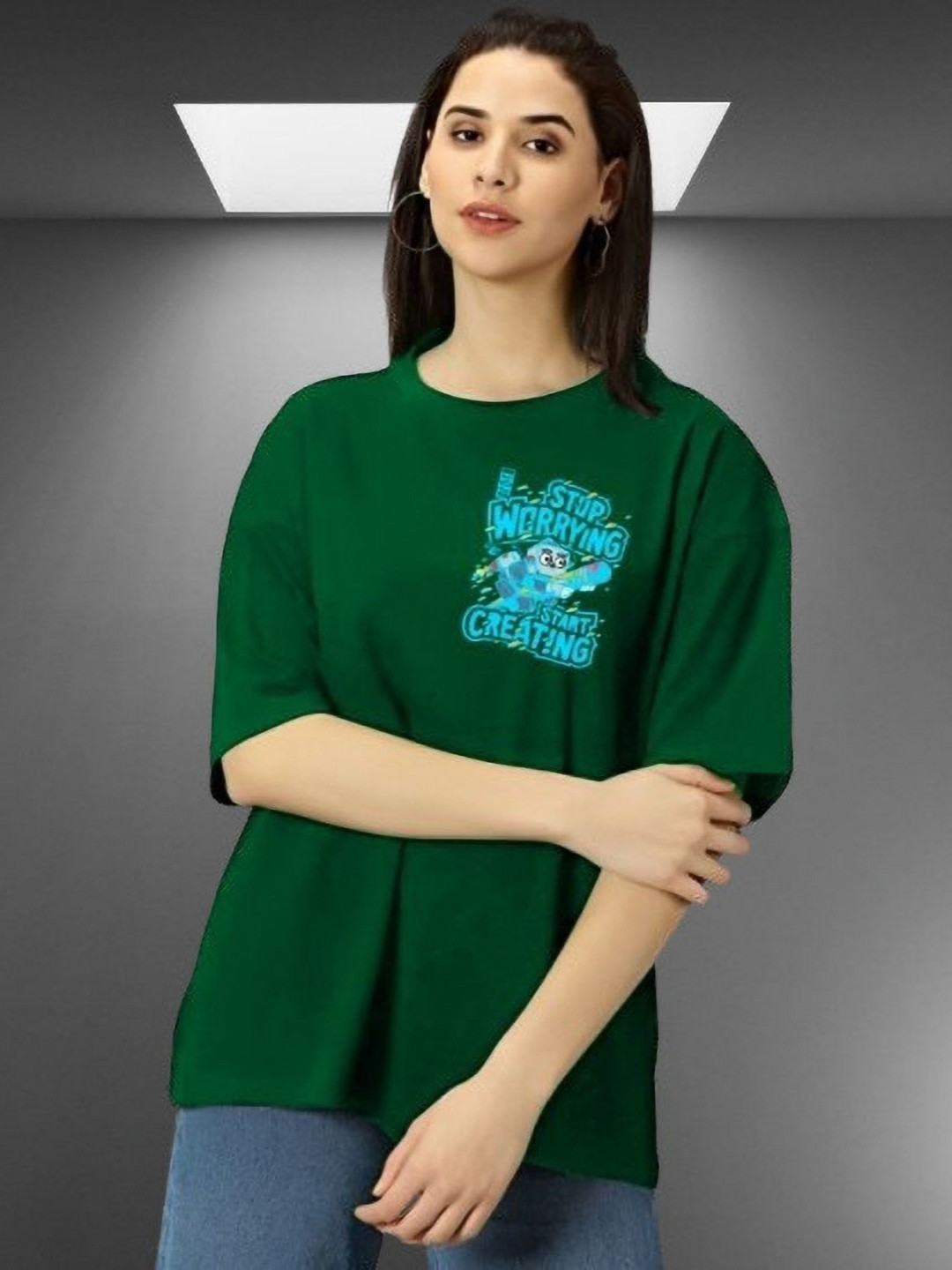 kintu parantu Typography Printed Round Neck Drop-Shoulder Sleeves Oversized T-shirt