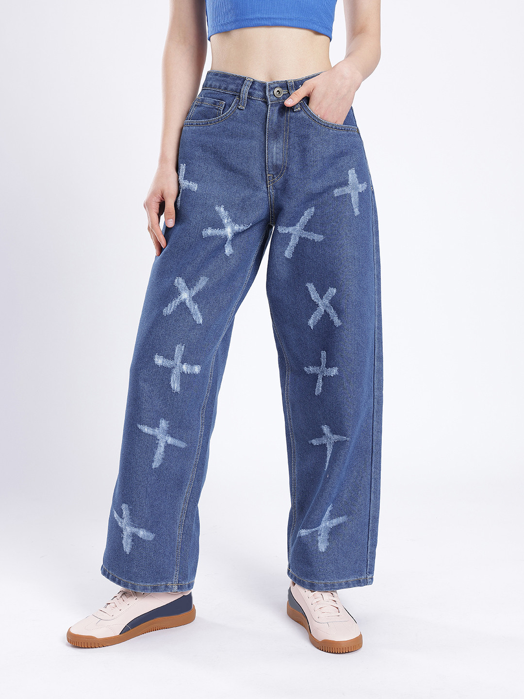 glitchez Women Baggy Distressed Jeans