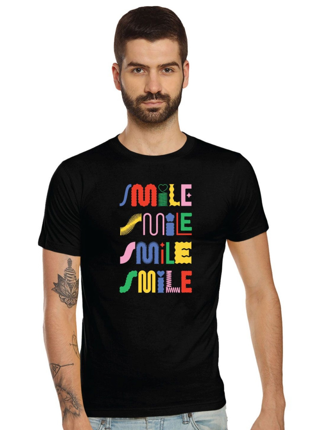 Tantra Smile Typography Printed Cotton T-shirt