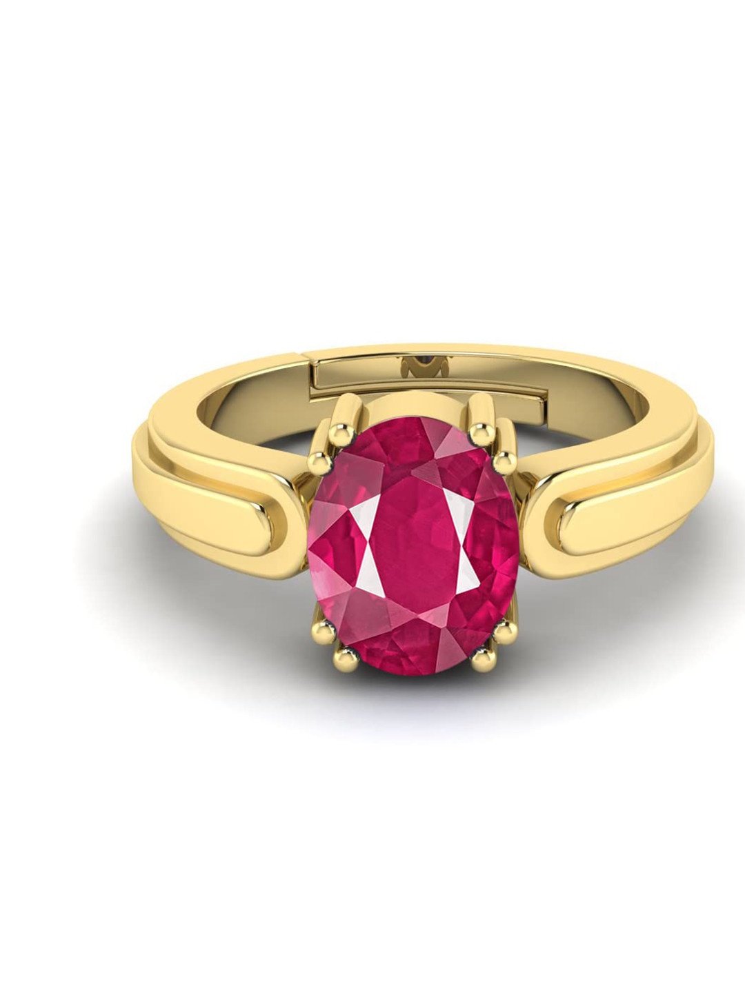 RRVGEM Gold Plated 11.25 Ratti 10.40 KT Ruby Ring Adjustable Ring