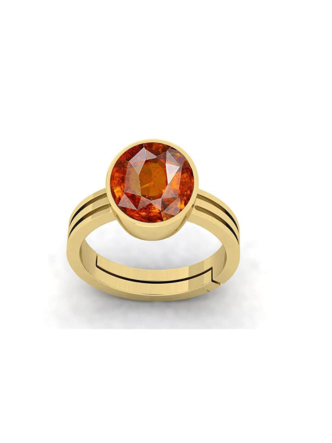 RRVGEM 11.25 Ratti 10.70 KT Gemstone Gomed Hessonite Stone Panchdhaatu Ring
