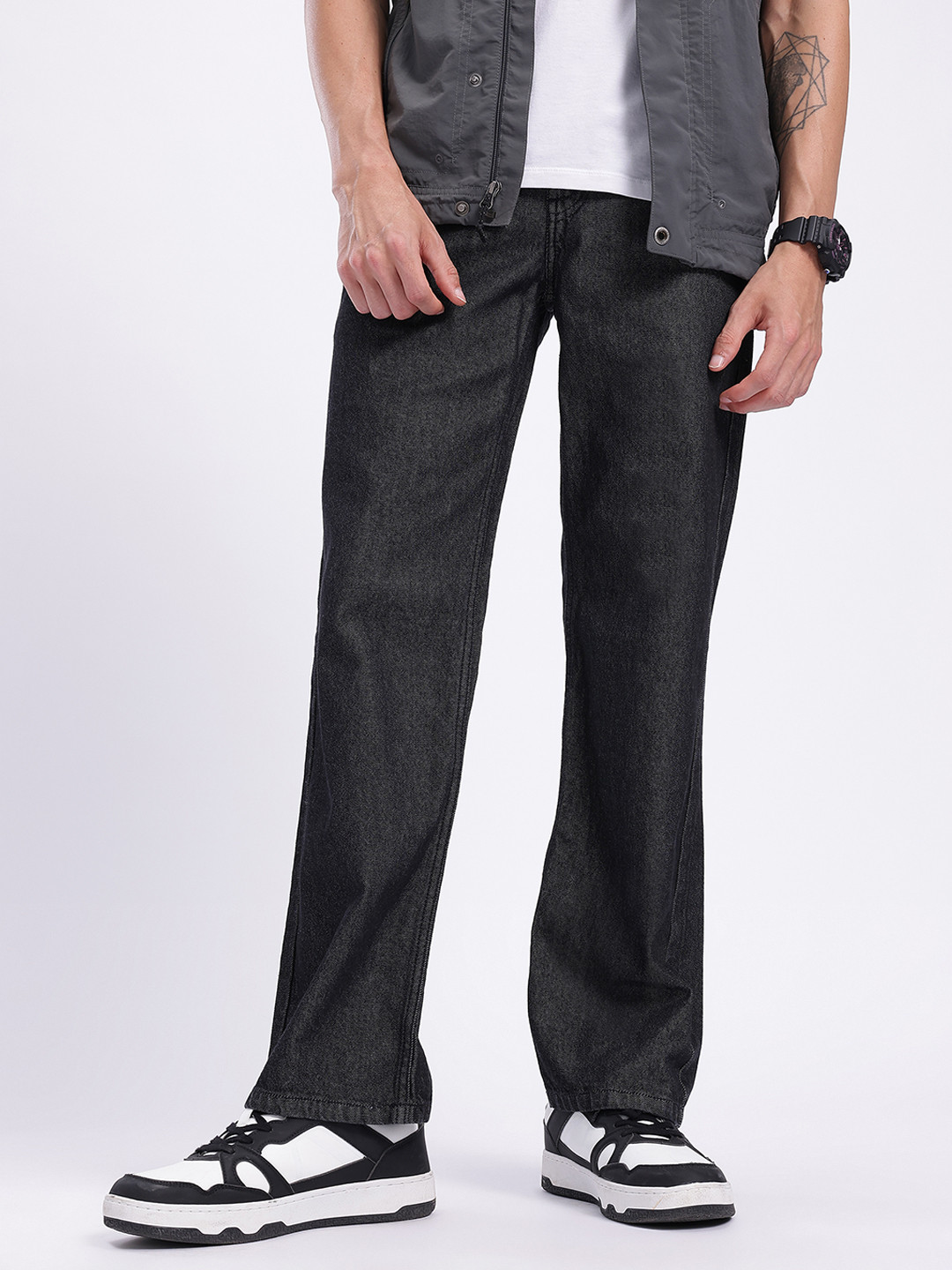 glitchez Men Grunge Light Fade Relaxed Fit Jeans