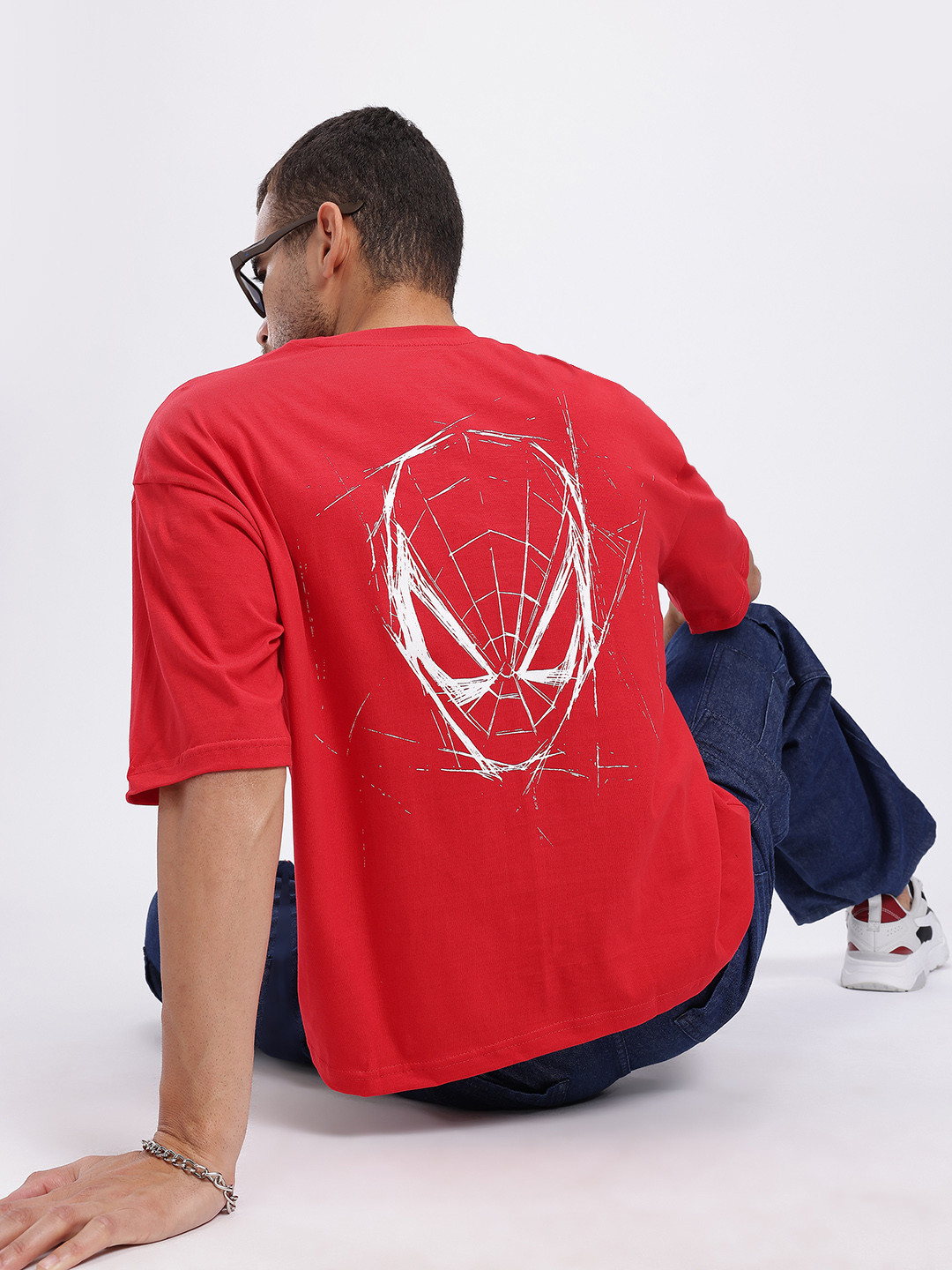 glitchez Spider-Man Print Oversized Fit T-shirt
