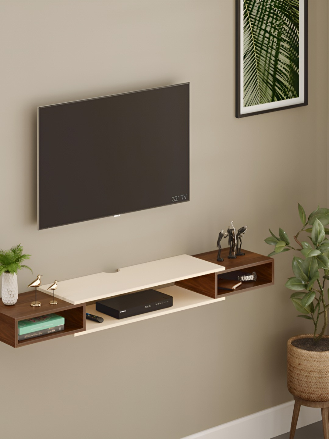 bluewud Brown & Beige Wooden Study & Durable TV Entertainment Unit