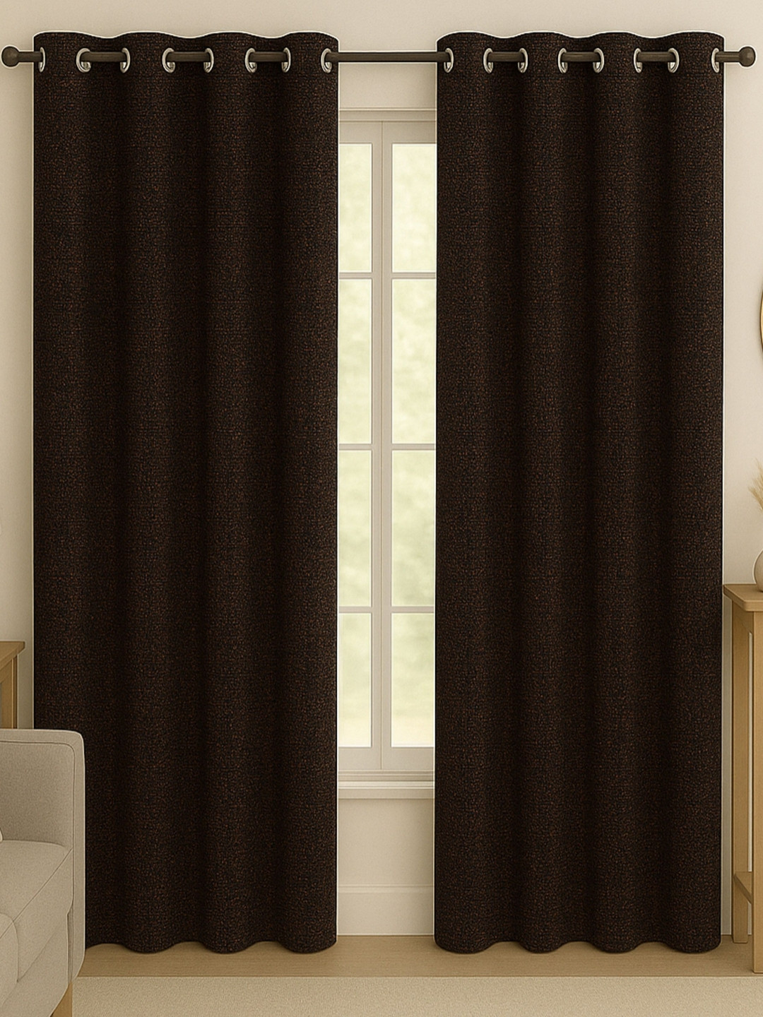 STITCHNEST Copper Jute 9 feet Curtain