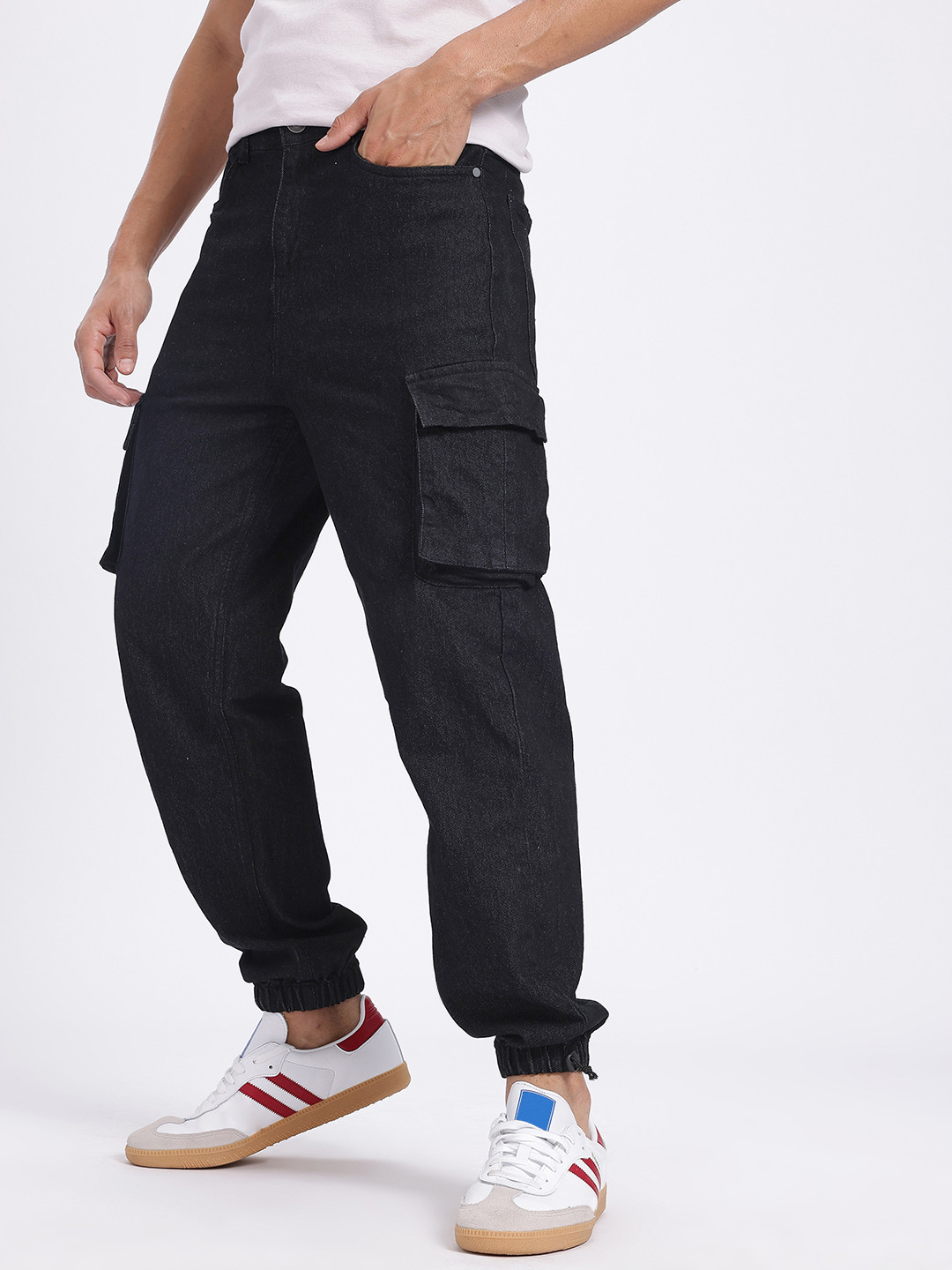 glitchez Men Dark Baggy Jogger Fit Jeans