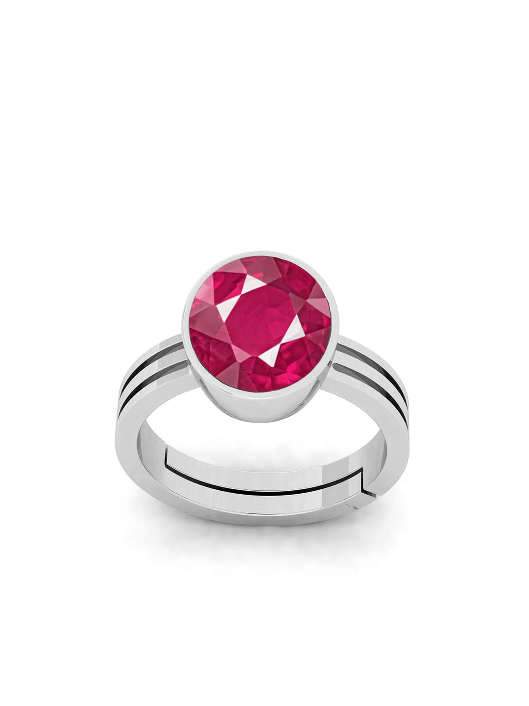 RRVGEM RUBY 12.25 KT Silver Plated Adjustable Ring