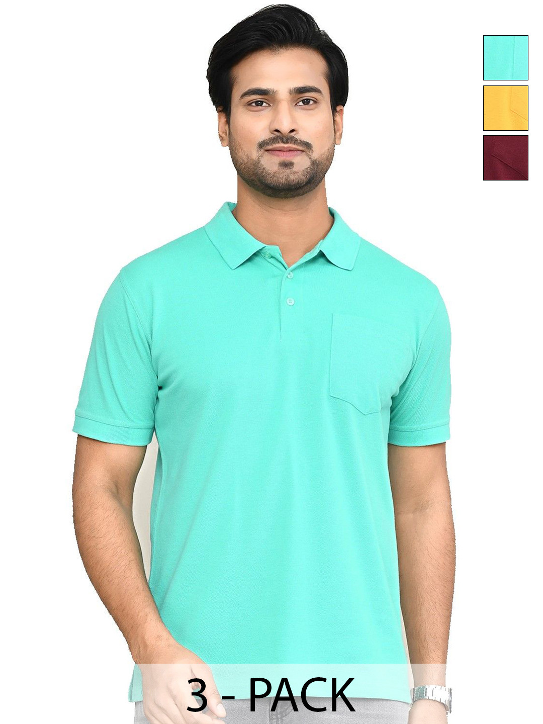 RAPL Pack of 3 Polo Collar Short Sleeves Casual T-shirts