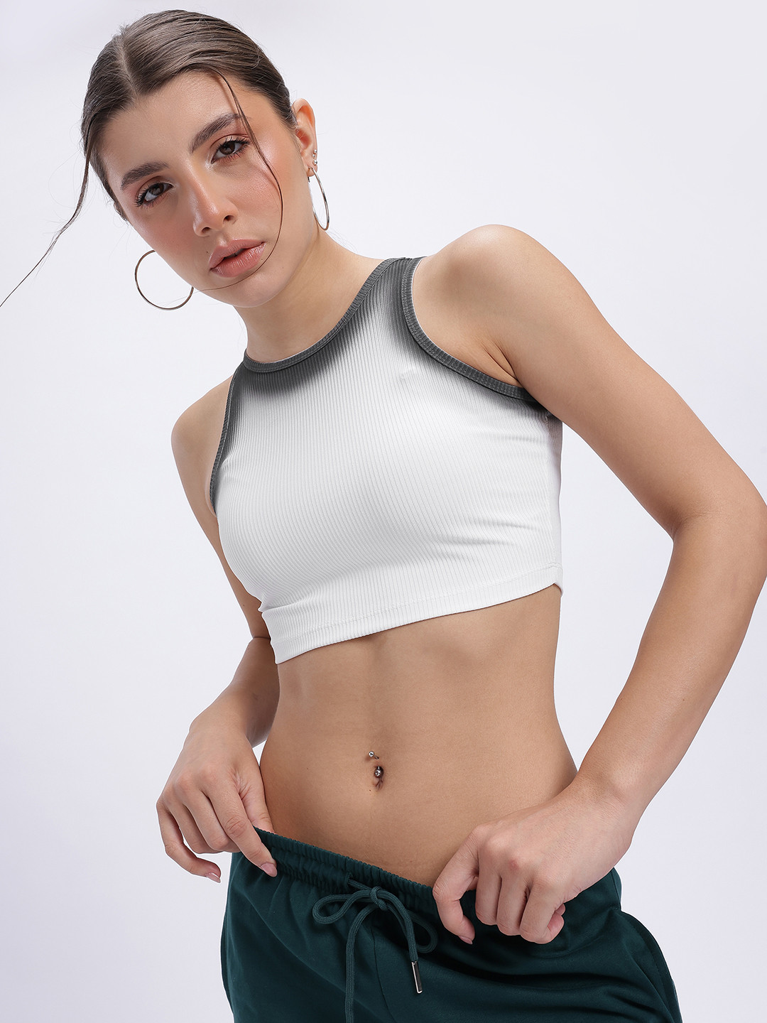 Ombre Fade Ribbed Slim Fit Crop Tank Top