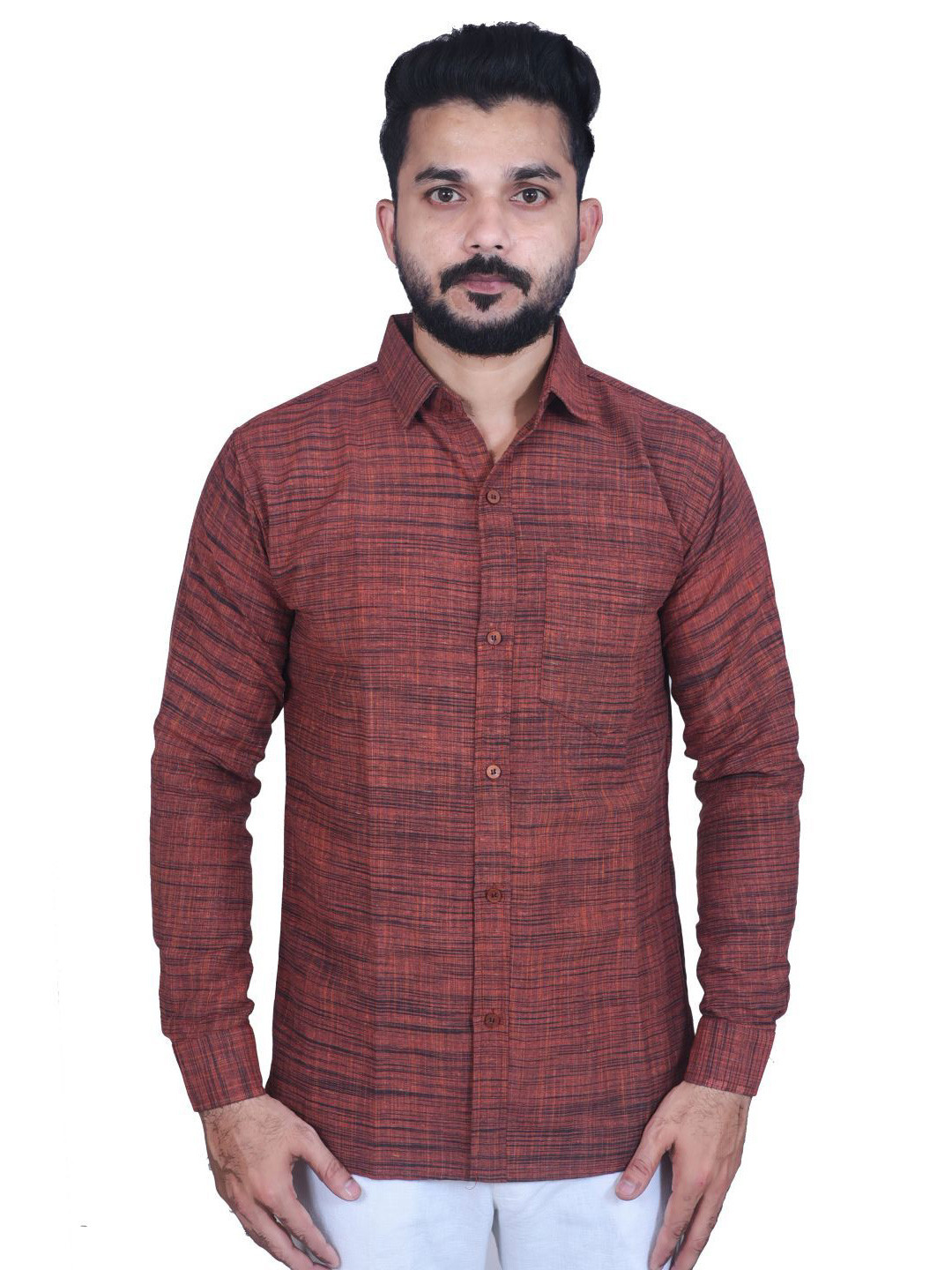 Jashna Men Premium Fit Solid Spread Collar Casual Shirt