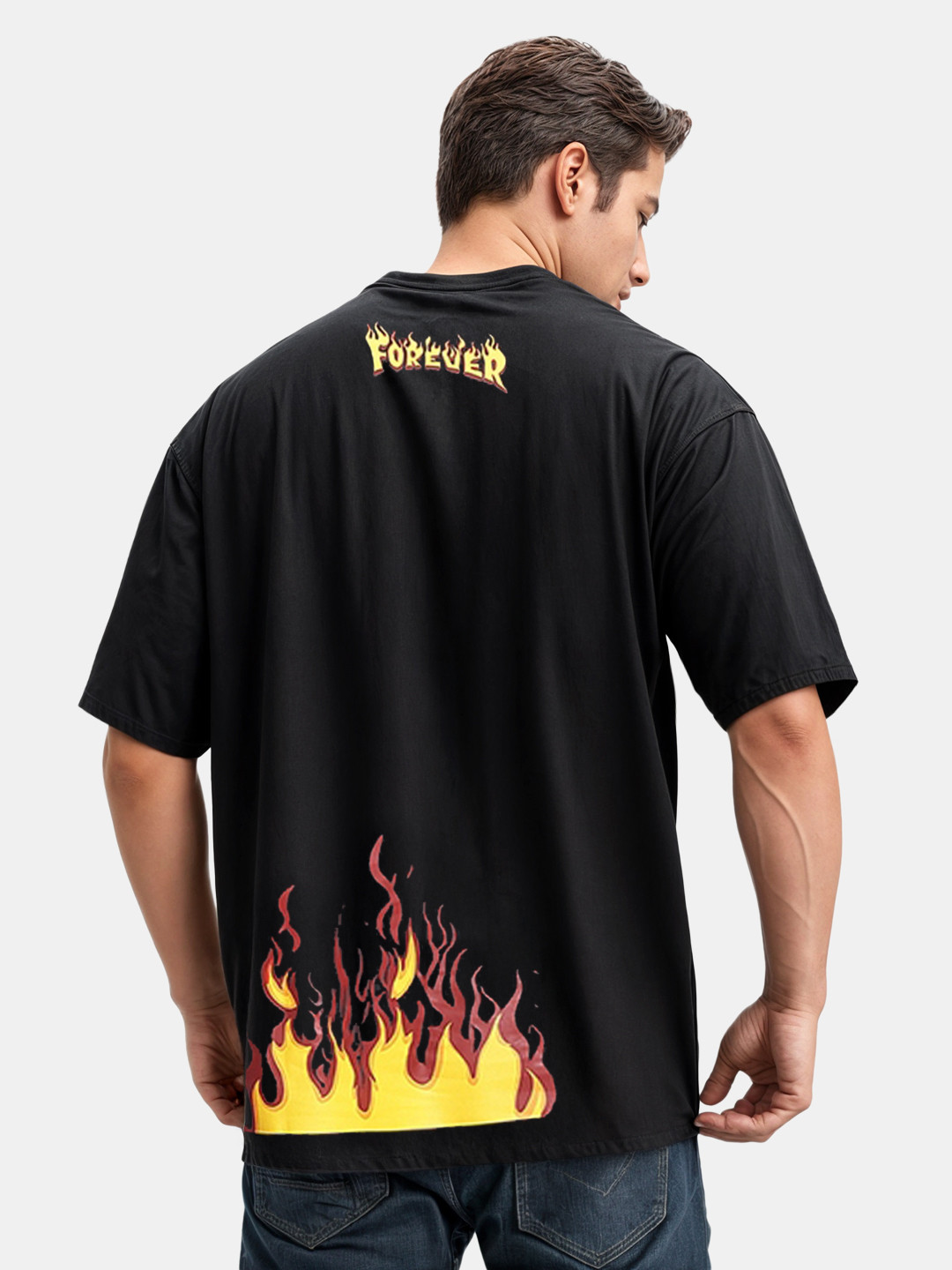 glitchez Inferno Mode Printed Oversized Fit T-Shirt
