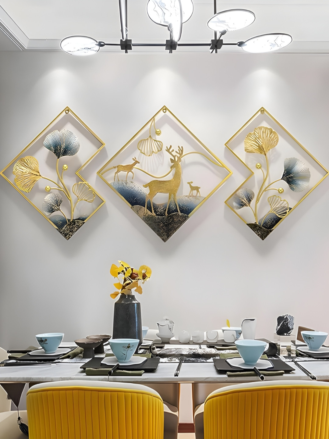 TOUGHCRAFTS Tar Hiran Frame Metal Floral Glossy Hanging Hall Wall Hangings-11.8In