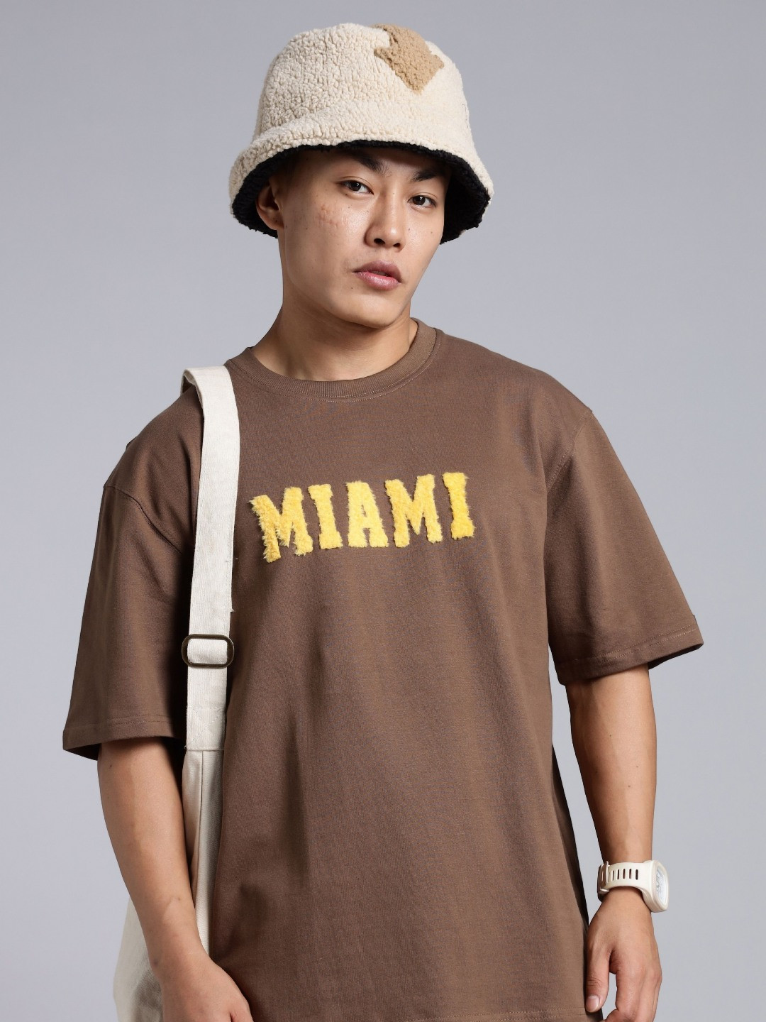 The Sea Horse Typography Embroidered Round Neck Pure Cotton Oversized T-shirt