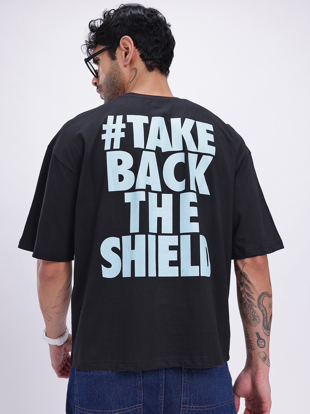 glitchez Bold Logo Captain America Print Oversize T-shirt