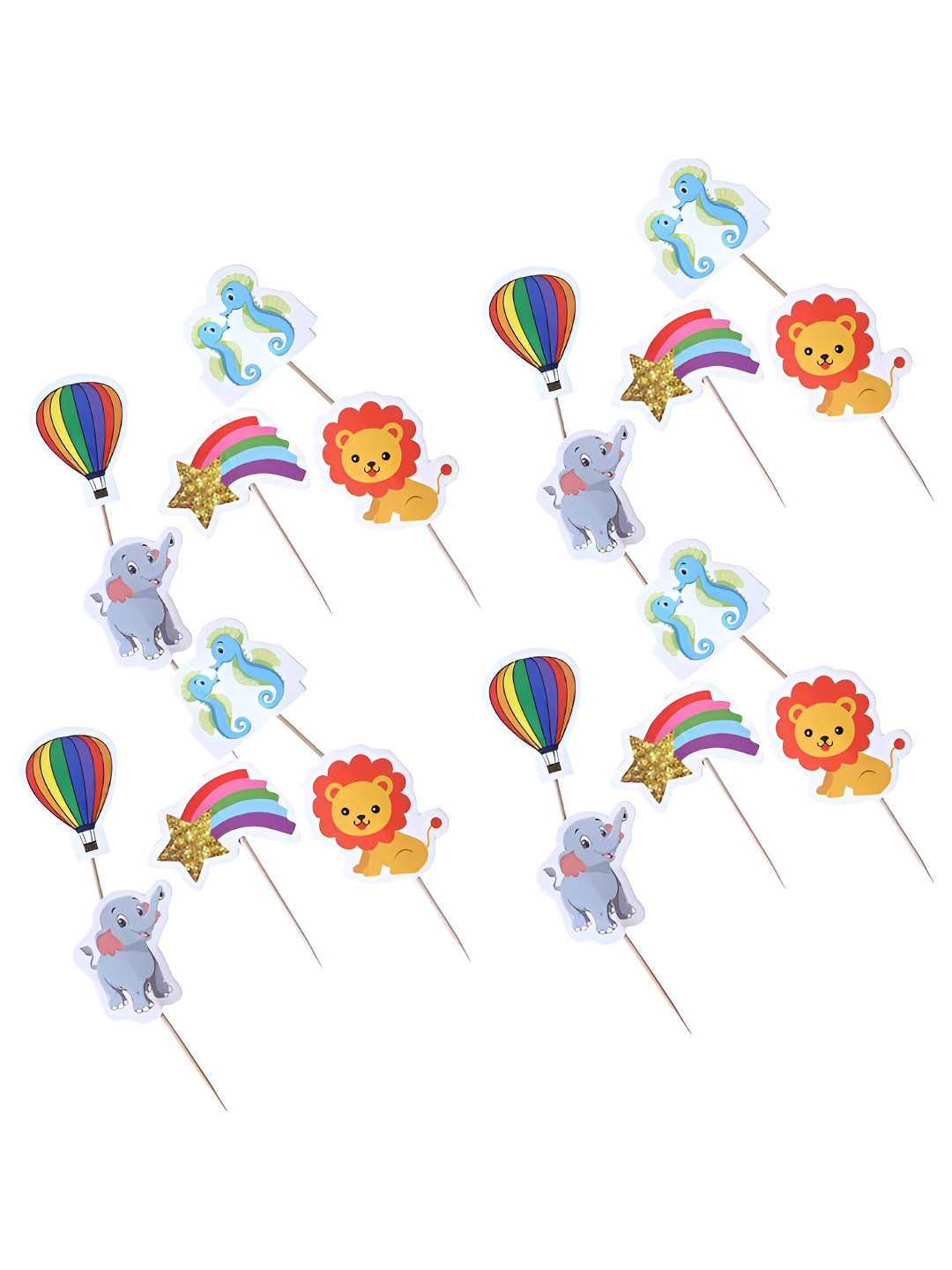 Kuber Industries 200-Pieces Blue & Yellow Cardboard Cupcake Toppers Christmas Decor